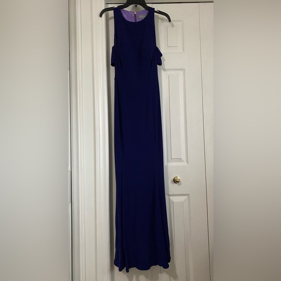 LAURA Prom Gown Navy Blue Good Zipper on Back cutout sides size 10 - Picture 3 of 7